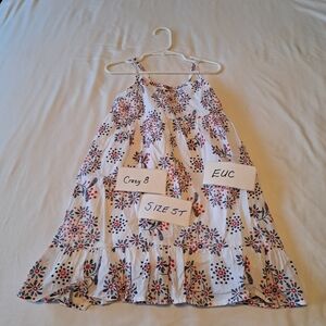 Crazy 8 girls size 5T sleeveless lined dress white with red and blue flowers